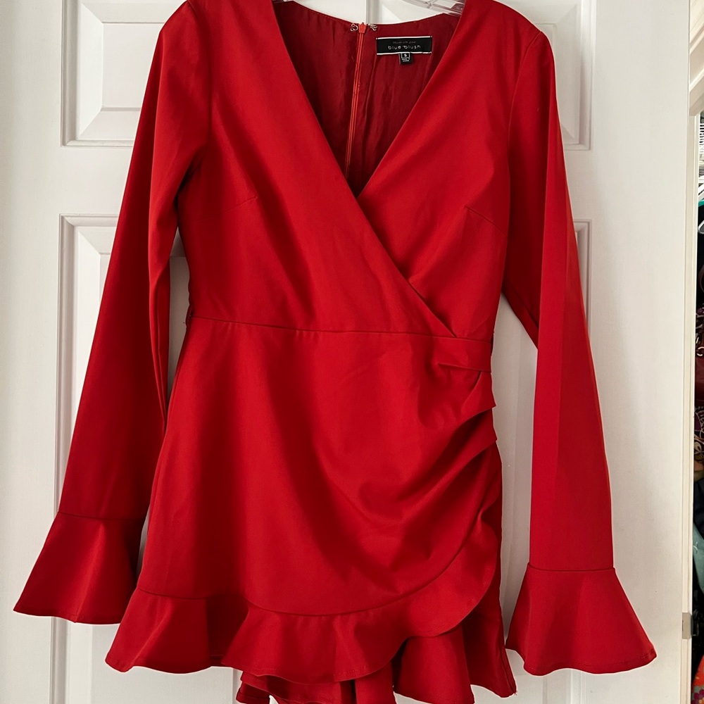 Red long sleeve romper size S.